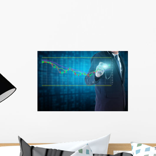 Businessman analyze stock market charts and graphs Wall Mural