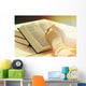 Hands of old woman with Bible on table Wall Mural