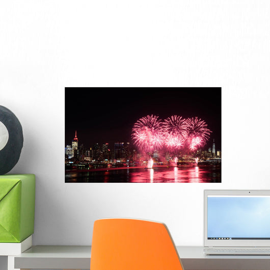 Fireworks over Hudson River Wall Mural