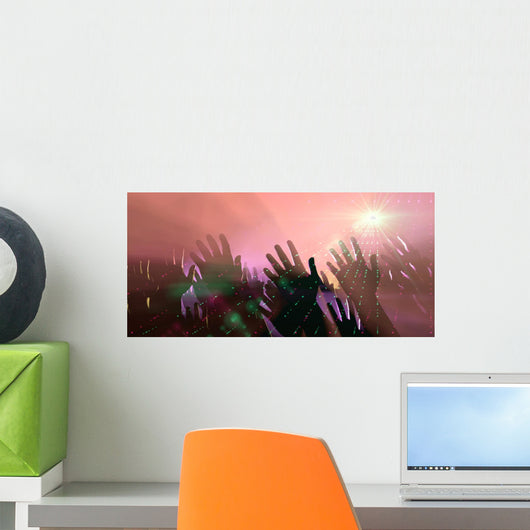 Audience Hands And Lights At Concert Wall Mural