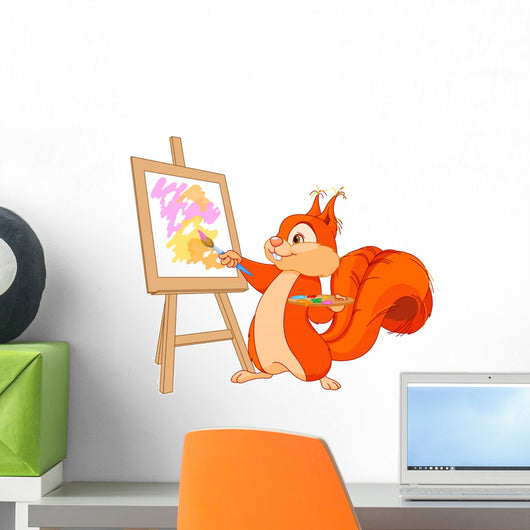 Squirrel artist Wall Decal