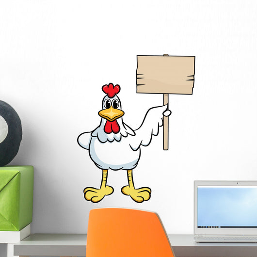 Chicken with a Sign Wall Decal
