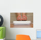 Feet on bathroom scale with hand drawn sad cute faces Wall Mural