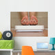 Feet on bathroom scale with hand drawn sad cute faces Wall Mural