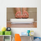 Feet on bathroom scale with hand drawn sad cute faces Wall Mural