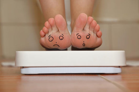 Feet On Bathroom Scale With Hand Drawn Sad Cute Faces Wall Decal