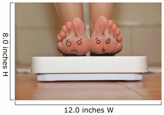 Feet on bathroom scale with hand drawn sad cute faces Wall Mural