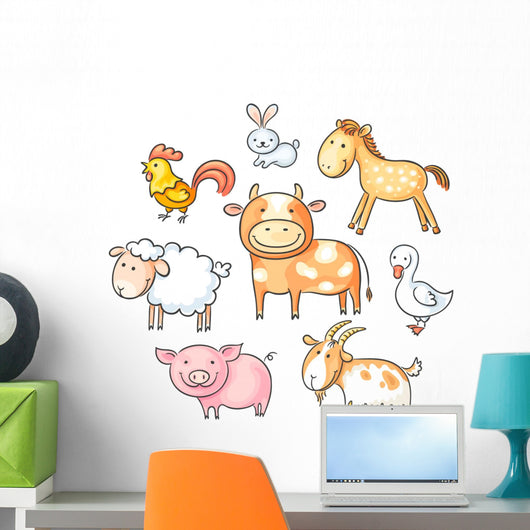 Cartoon Farm Animals Wall Stickers Wall Decal