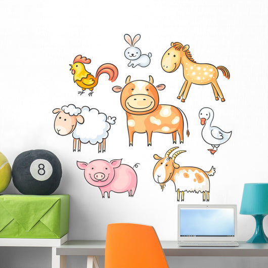 Cartoon Farm Animals Wall Stickers Wall Decal