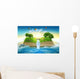 Illustration magic opened book covered grass trees waterfall Wall Mural