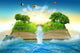 Illustration Magic Opened Book Covered Grass Trees Waterfall Wall Decal
