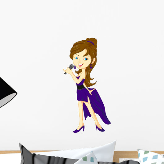 young pretty girl singing Wall Decal