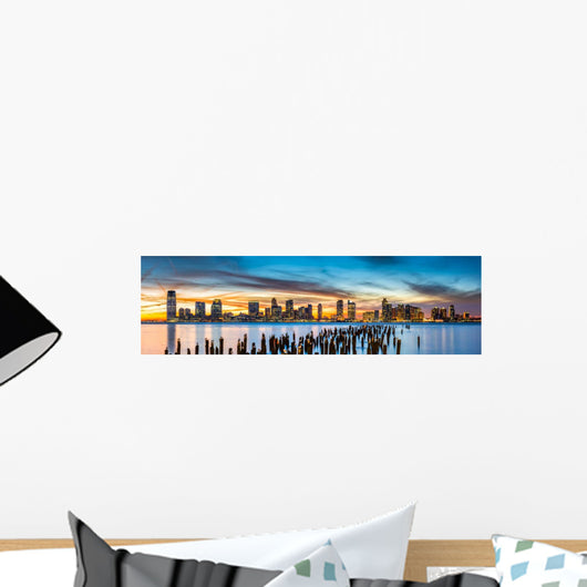 Jersey City panorama at sunset Wall Mural
