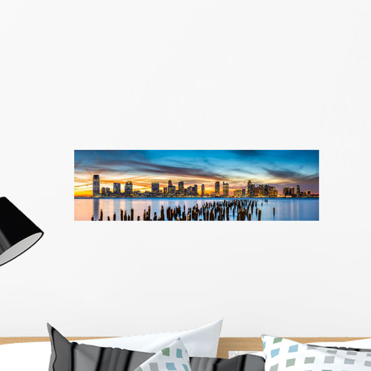 Jersey City panorama at sunset Wall Mural