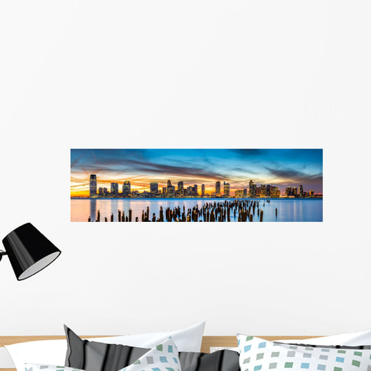 Jersey City panorama at sunset Wall Mural