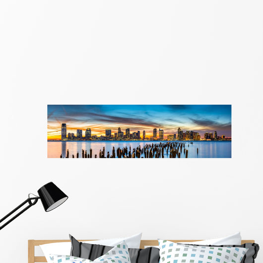 Jersey City panorama at sunset Wall Mural