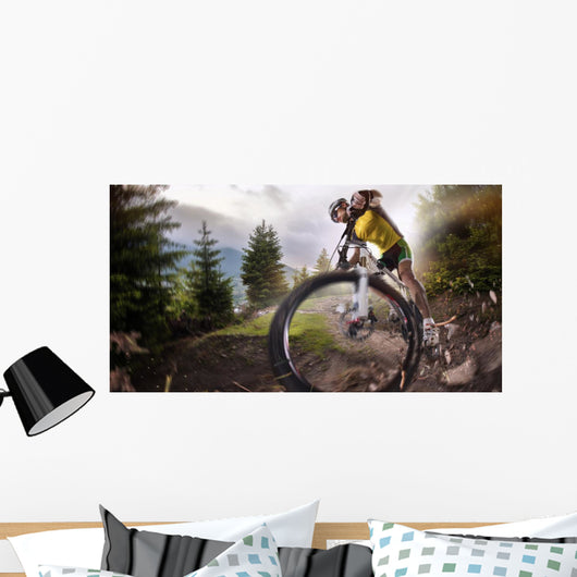 Sport. Mountain Bike cyclist riding single track Wall Mural