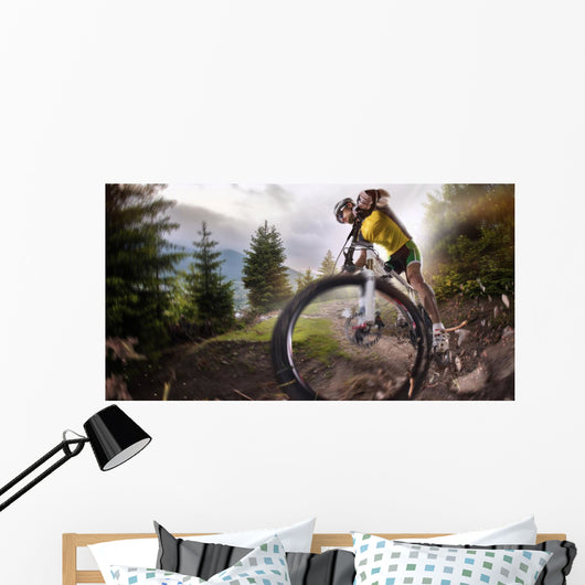 Sport. Mountain Bike cyclist riding single track Wall Mural
