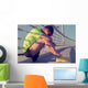 Tired/injured jogger on a big bridge. Wall Mural