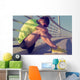 Tired/injured jogger on a big bridge. Wall Mural