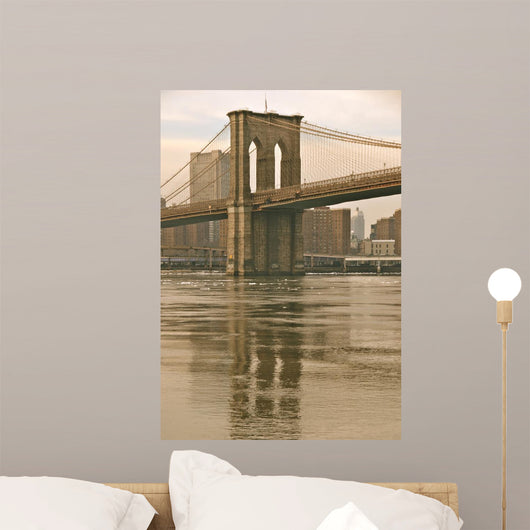 Brooklyn Bridge in the winter, New York City, USA. Wall Mural