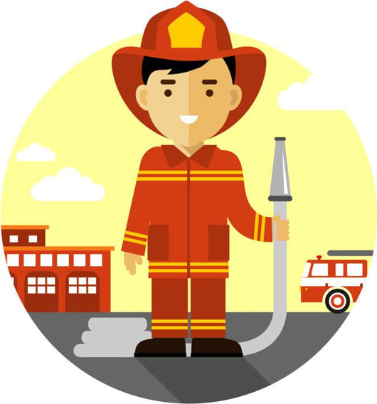 Firefighter with Fire Hose Wall Decal
