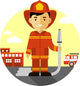 Firefighter with Fire Hose Wall Decal