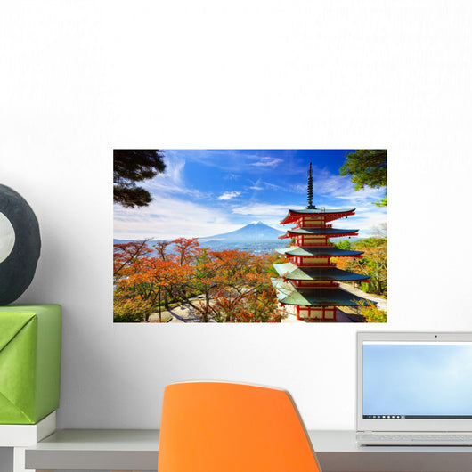 Mt. Fuji with Chureito Pagoda, Fujiyoshida, Japan Wall Mural