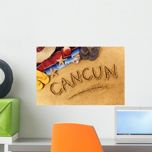 Cancun beach writing Wall Mural