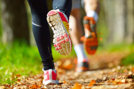 Young Couple Jogging In Park At Morning. Health And Fitness. Wall Decal