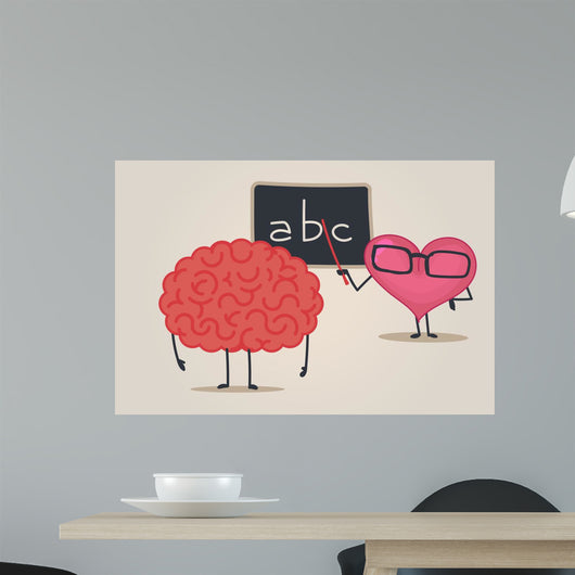 Brain & heart characters Wall Mural