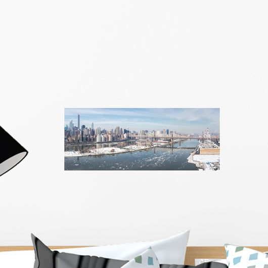 New York City in Winter, panoramic image Wall Mural