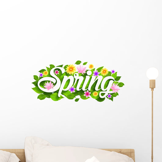 Lettering Spring Flowers Wall Decal
