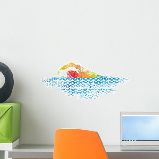 Pointillism Swimming Art Wall Decal