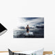 Young woman athlete running out of water Wall Mural