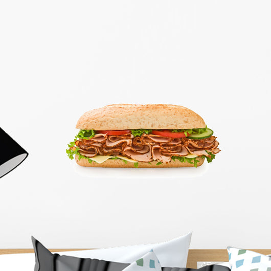 Whole grain turkey sandwich with lettuce, cheese & tomatoes Wall Decal