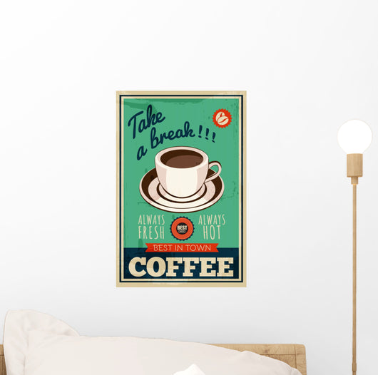 Vector Vintage Coffee Poster Wall Decal