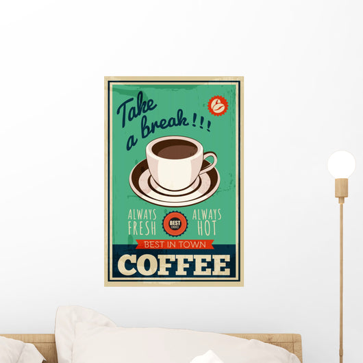 Vector Vintage Coffee Poster Wall Decal