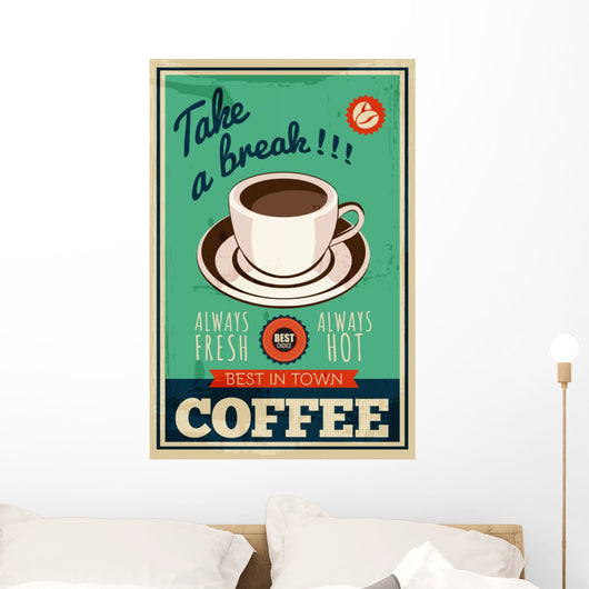Vector Vintage Coffee Poster Wall Decal