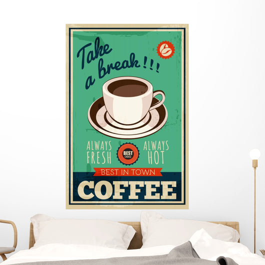Vector Vintage Coffee Poster Wall Decal
