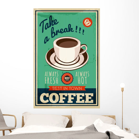 Vector Vintage Coffee Poster Wall Decal