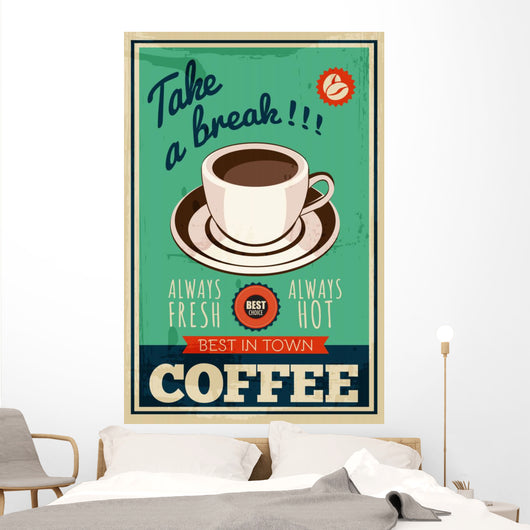 Vector Vintage Coffee Poster Wall Decal