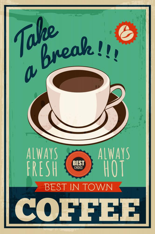 Vector Vintage Coffee Poster Wall Decal