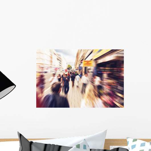 People shopping and walking in London Oxford street Wall Mural