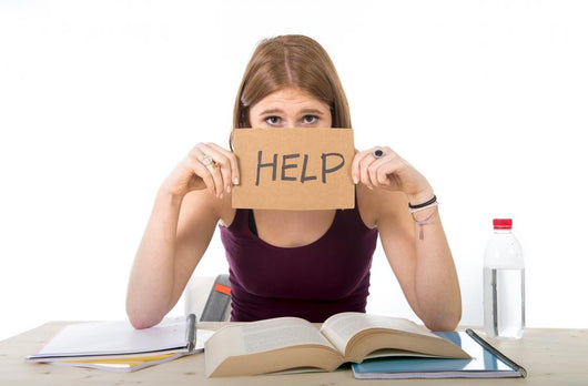 Student Girl Studying For University Exam Asking For Help Wall Decal
