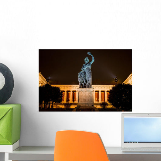 Bavaria Vor Ruhmeshalle Auf Theresienwiese In München Bei Nacht Wall Decal