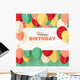 Happy Birthday greeting card in a flat style Wall Mural