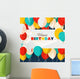 Happy Birthday greeting card in a flat style Wall Mural