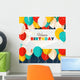 Happy Birthday greeting card in a flat style Wall Mural