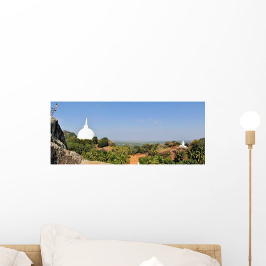 Buddhist stupa and Buddha, Mihintale, Sri Lanka Wall Mural